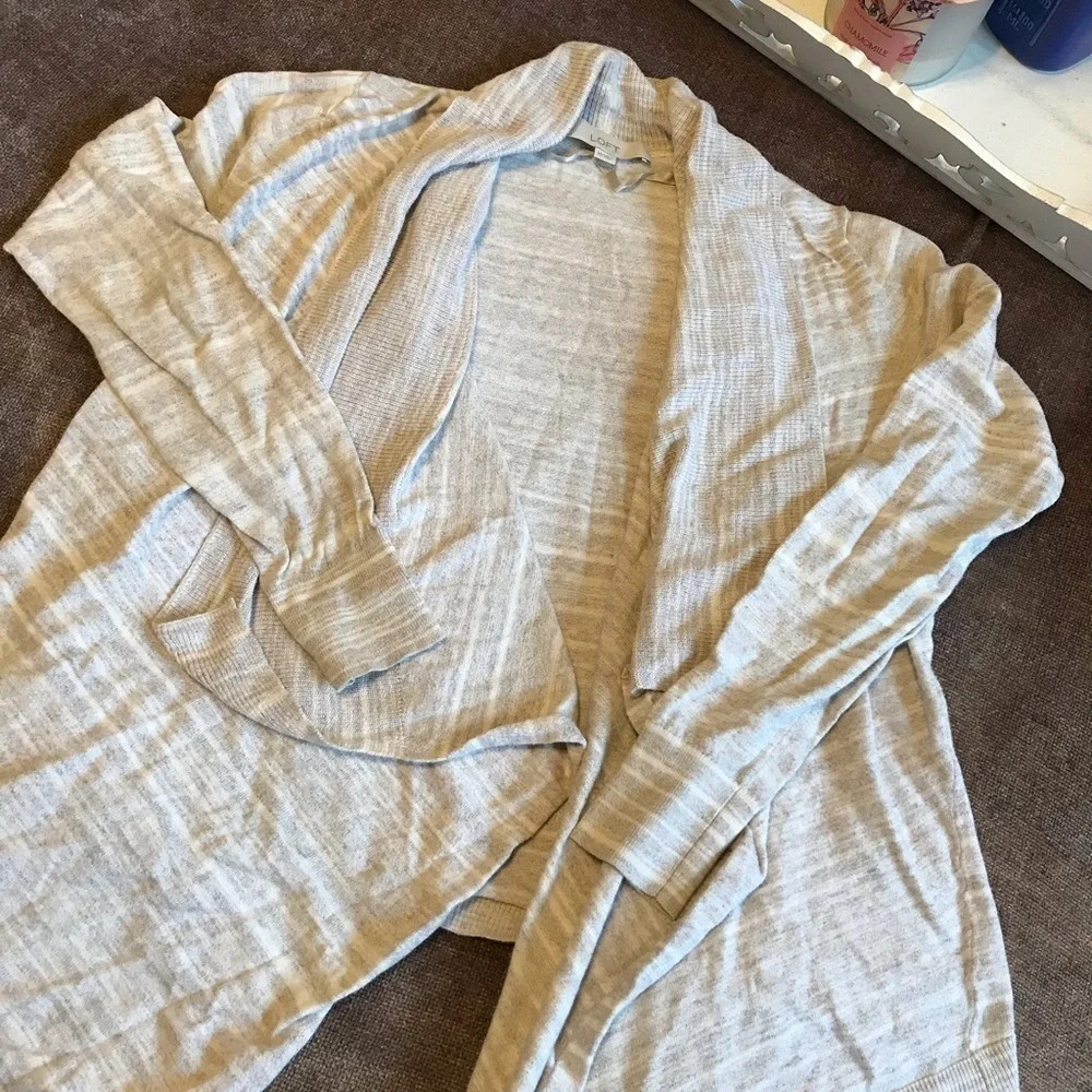 LOFT Beige / Cream Open Front Cardigan